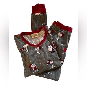 Womans Munki Munki Peanuts Snoopy Hearts Christmas Pajamas Set, Small
